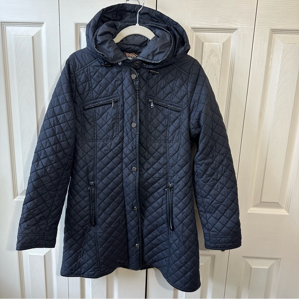 Steve Madden Black Removable Hood Quilted Parka Filled Jacket Womens Size Medium